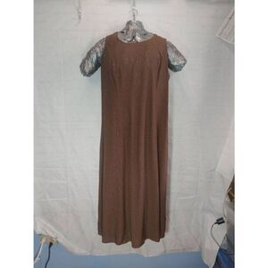 Working Classics Designs Witness Size 16 Brown Floral Vines Kaftan Style Dress